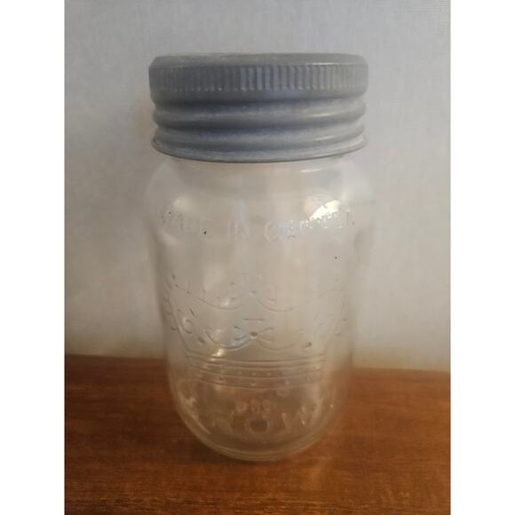 Antique CROWN 1 qt Imperial Quart Glass Mason Jar w/Zinc Ring & Glass Lid Canada - Picture 7 of 9